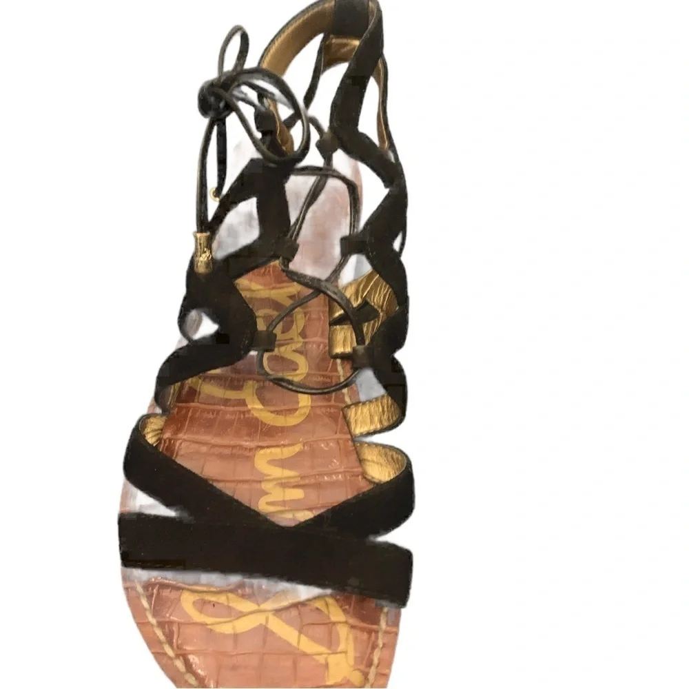 Sam Edelman Black Suede Lace-Up Gladiator Flat Sandal Size 6 - Picture 5 of 5